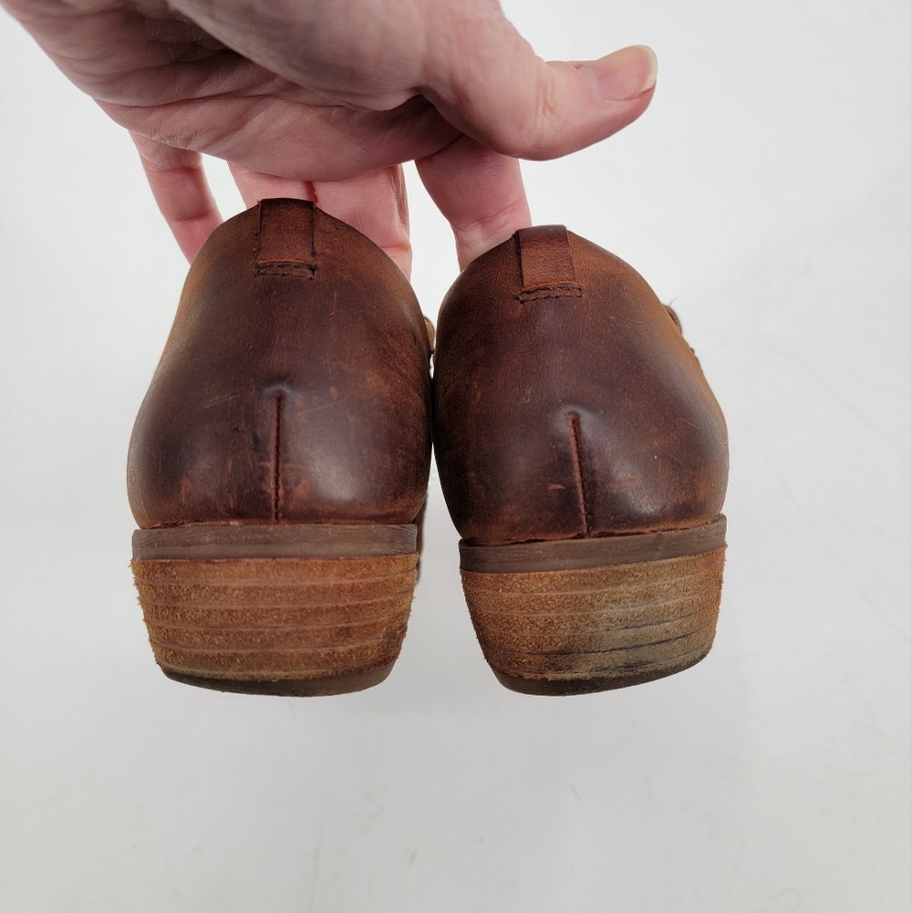 Kork Ease Brown Leather Loafers Size 9 Cap Toe Distressed Classic Minimalist - Picture 10 of 16